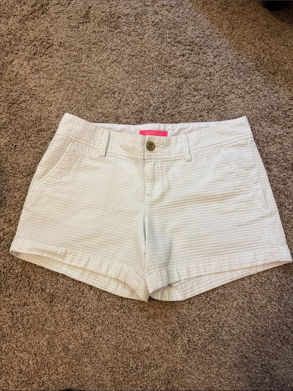 Lilly Pulitzer White Textured Cotton Shorts size 8